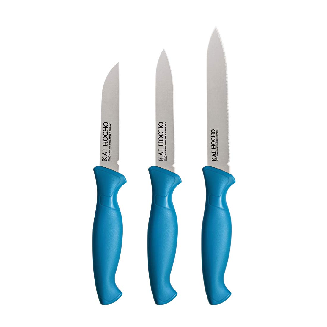 Kai Stainless Steel Kitchen Knife Set, 3-Piece, Blue