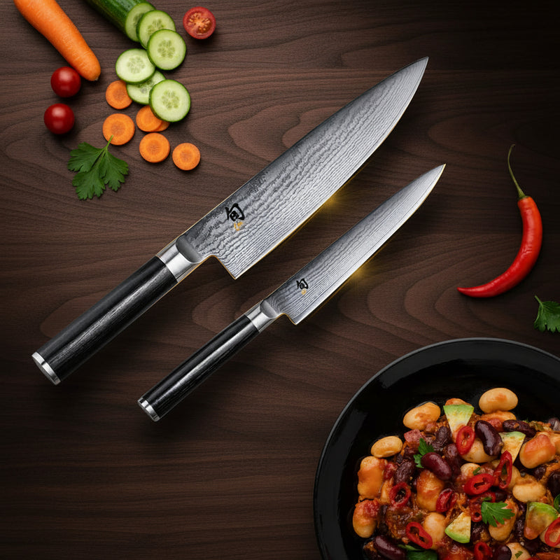 Kai Shun Classic Kitchen Knife 2Pc Set ( Utility 6" and Chef Knife 8")