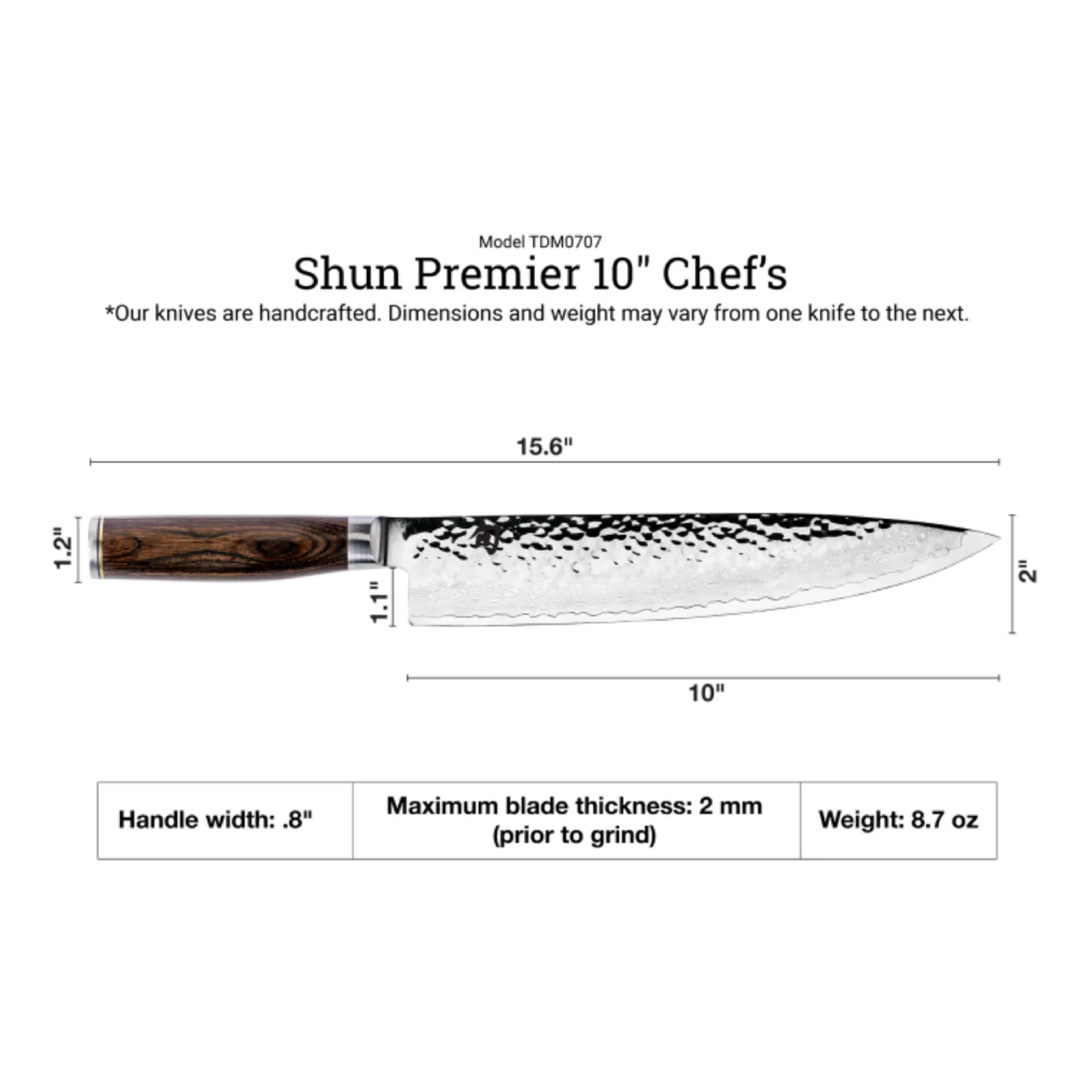 Kai Shun Premier Chef Knife 10" (TDM0707)