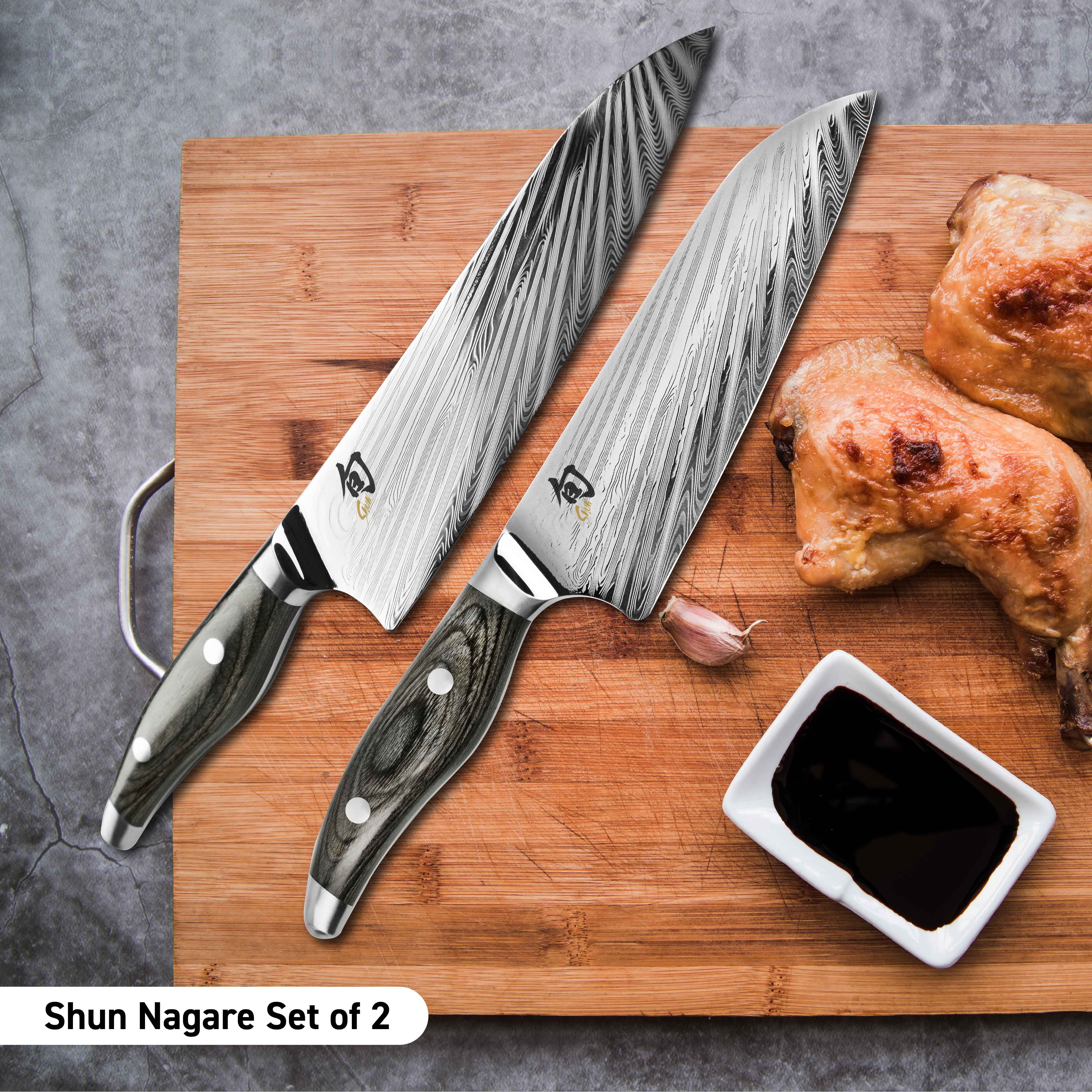 KAI Shun Nagare Knife Set of 2 (Chef, and Santoku Knife)