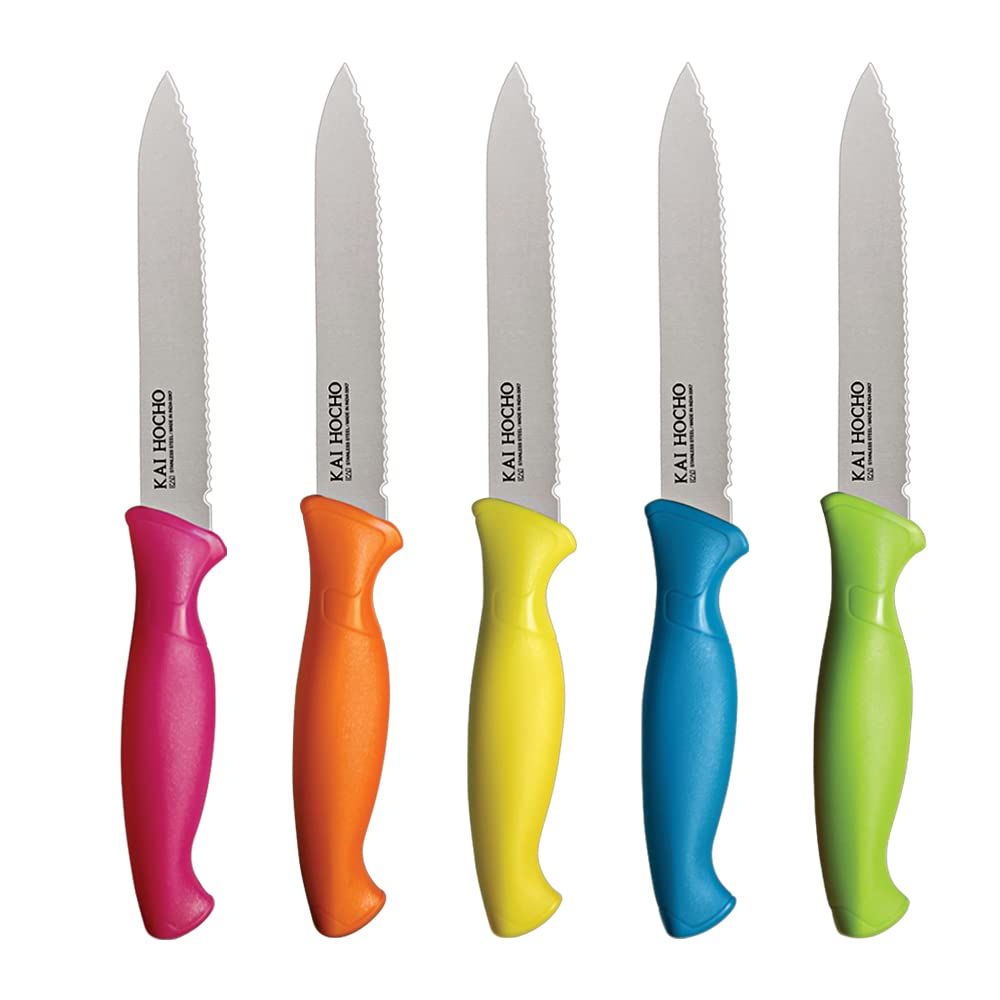 KAI Kitchen Knife Set, Multicolor (Serrated) Stainless Steel