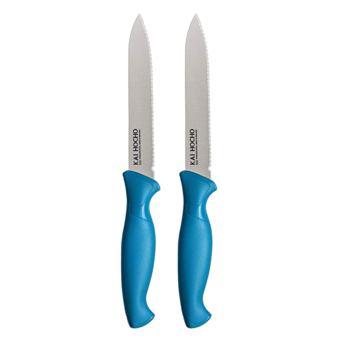 Kai Serrated Knife Pack of-2, Stainless Steel (Blue)