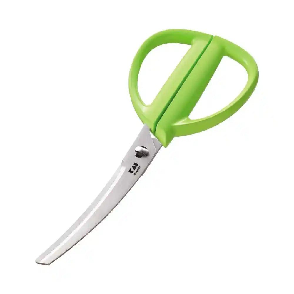 Kai House Kitchen Scissors With Curved Case And Green