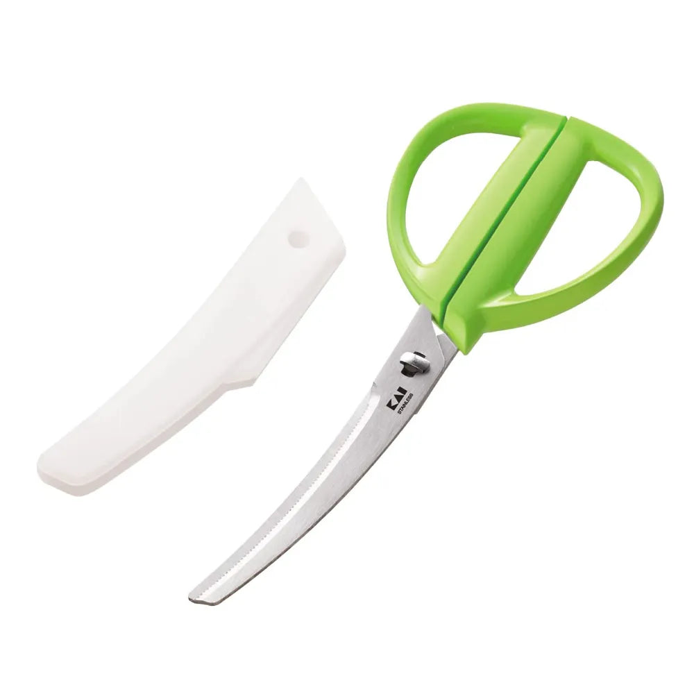 Kai House Kitchen Scissors With Curved Case And Green