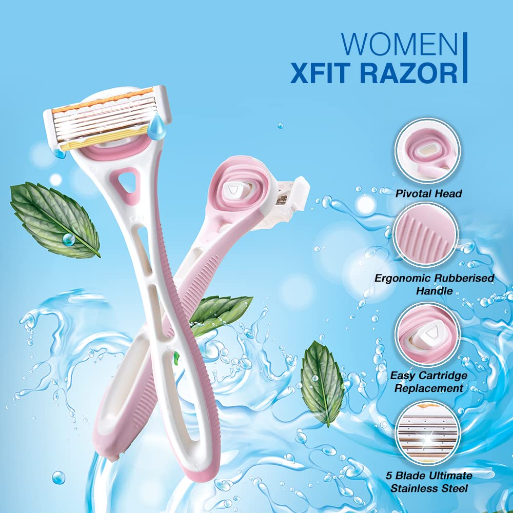 Kai Xfit Women 5 Blades Body Razor With 2 Cartridge
