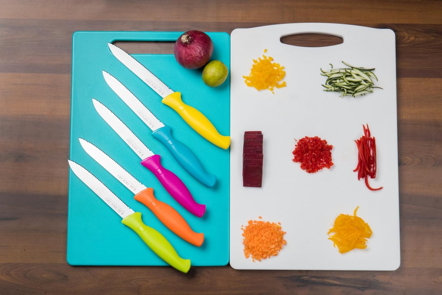 KAI Kitchen Knife Set, Multicolor (Serrated) Stainless Steel