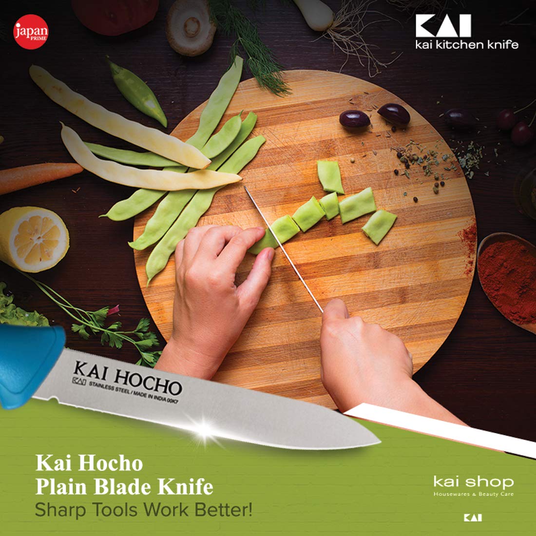 Kai Stainless Steel Kitchen Knife Set, 3-Piece, Blue