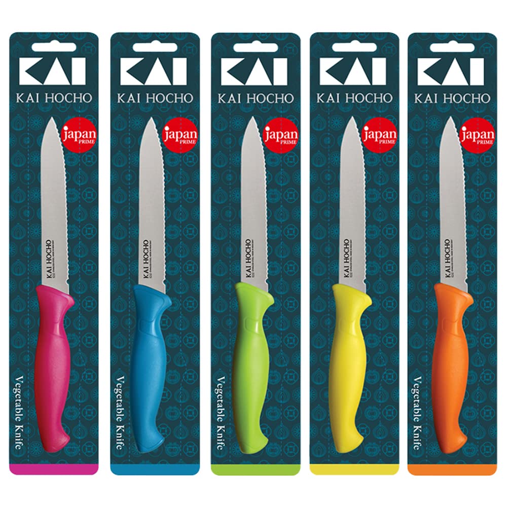 KAI Kitchen Knife Set, Multicolor (Serrated) Stainless Steel