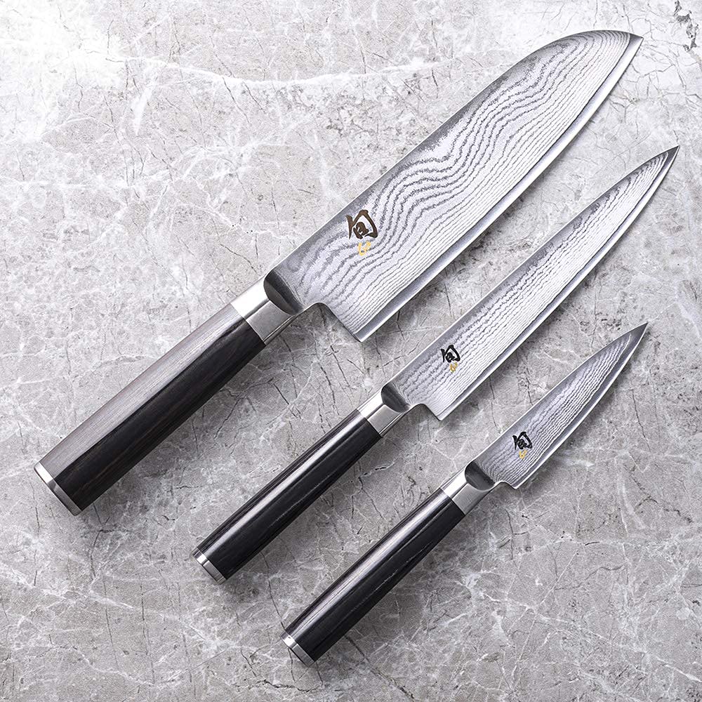 Kai Shun Classic Kitchen Knife Set (Santoku 7'', Utility 6'' and Paring Knife 3.5'')