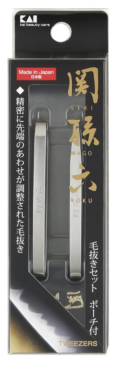 Kai Seki Magoroku Tweezer Set (with Pouch), 100 g (HC1834)