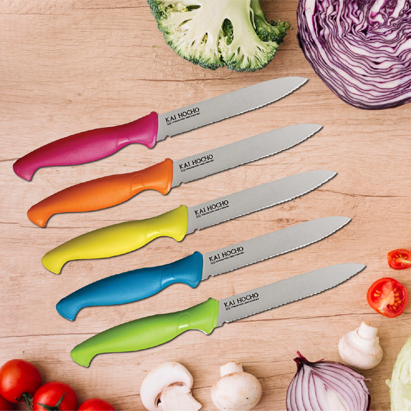 KAI Kitchen Knife Set, Multicolor (Serrated) Stainless Steel