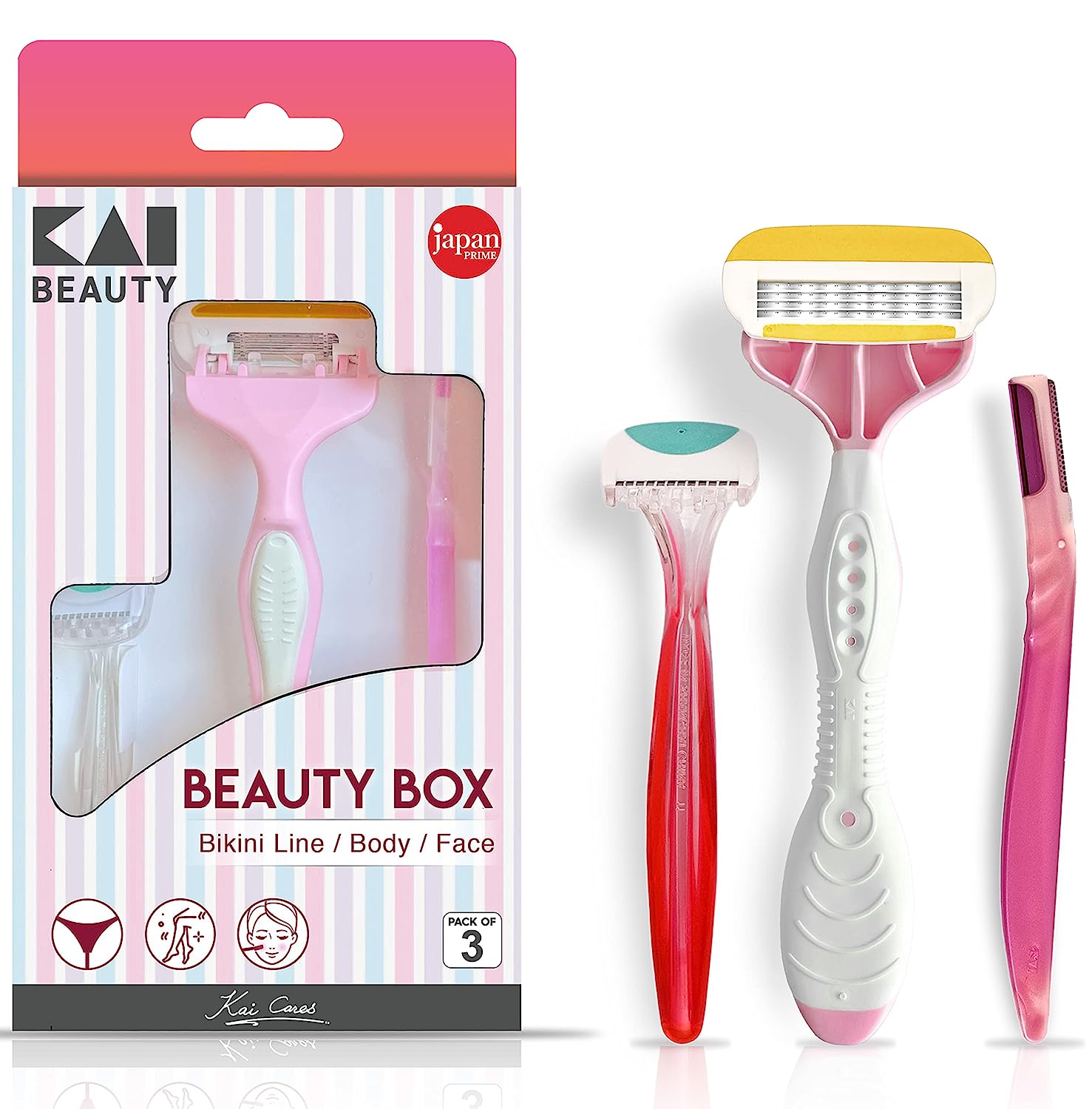 Kai Beauty Box For Women - Face, Bikini, Body Razor Combo