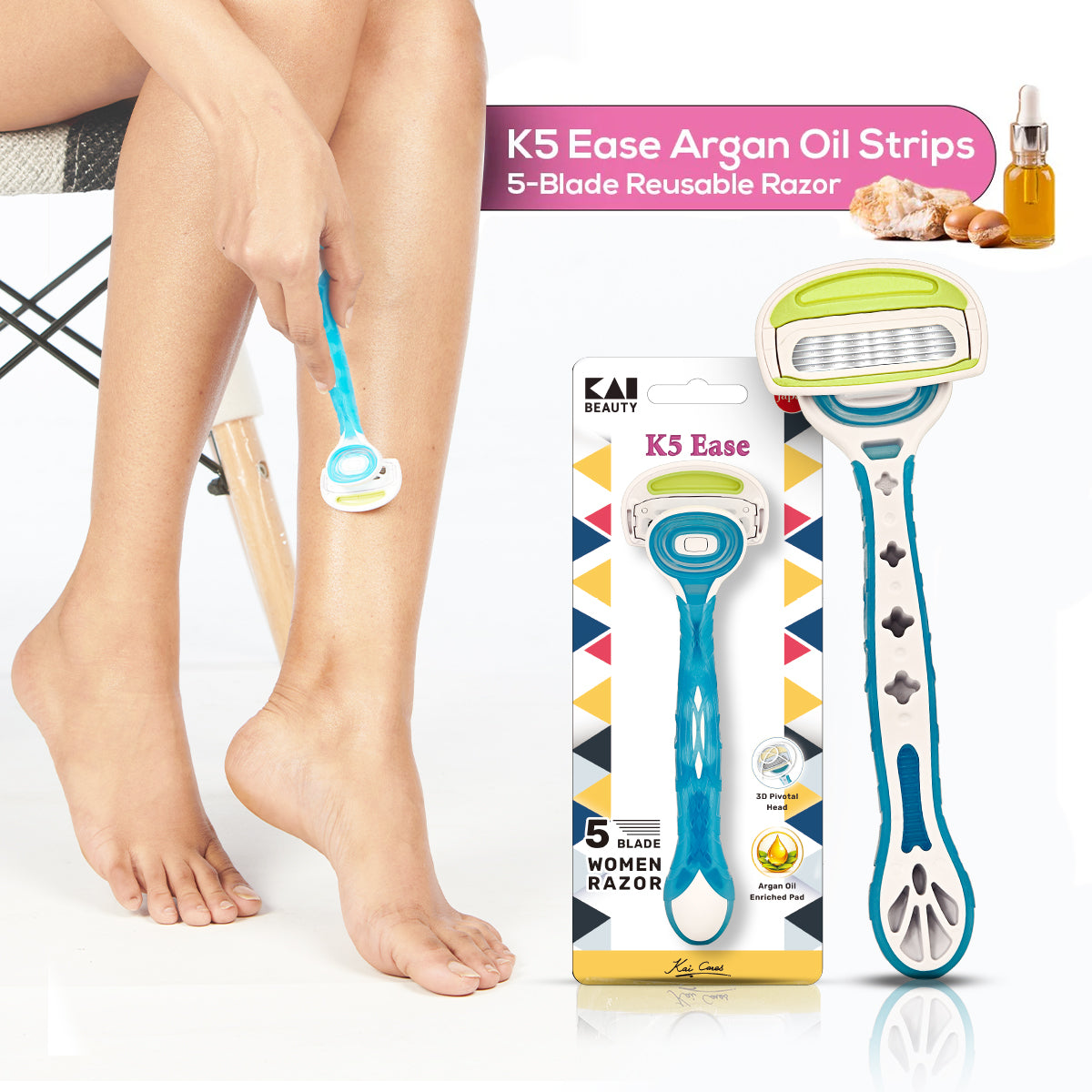 Kai K5 Ease Women Body Razor (Argan Oil)