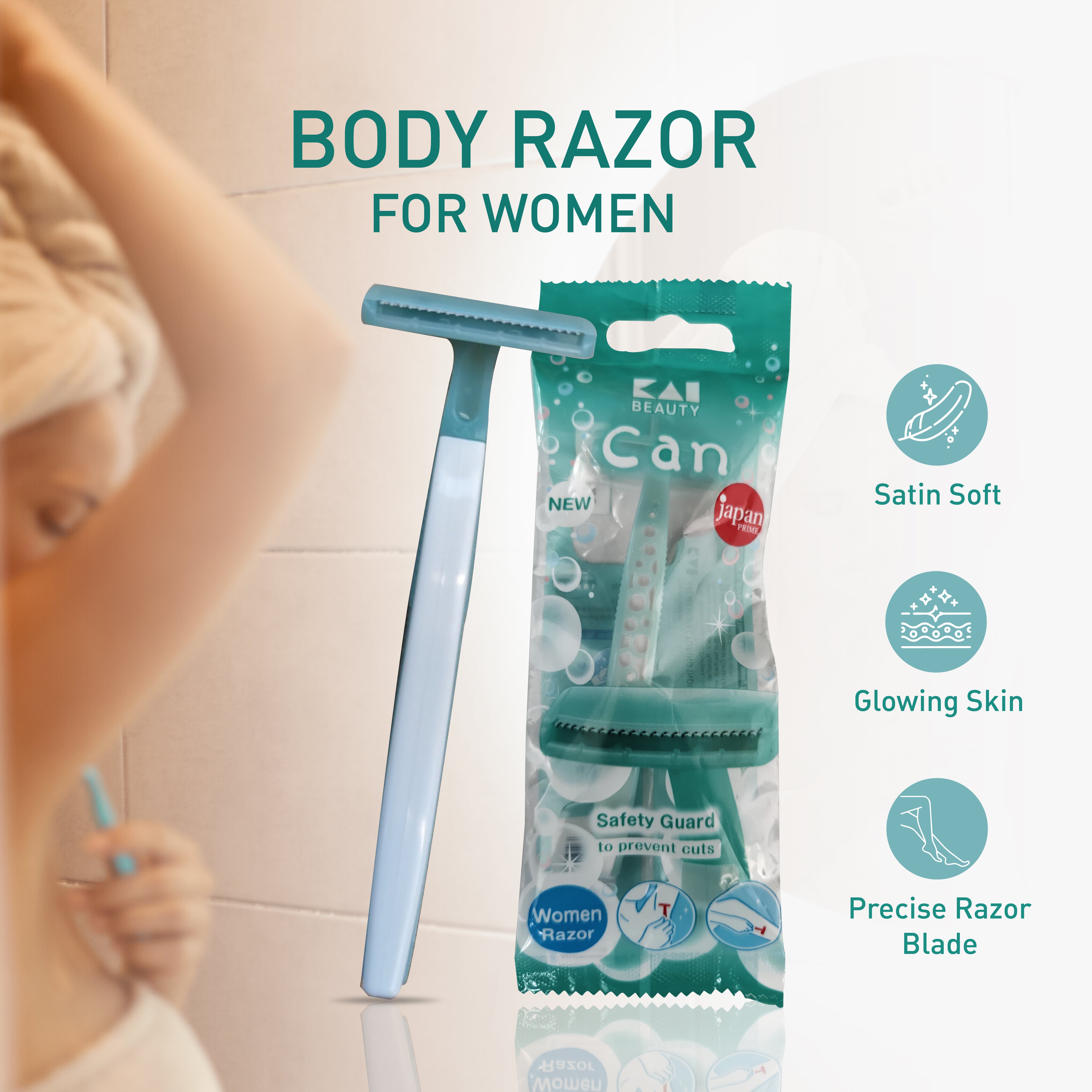 Kai Can Body Razor For Women 5 Pcs (Sea Green)