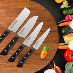 Kai Premium Knife Set [Nakiri, Santoku, Utility & Serrated Knife With Knife Sharpener]