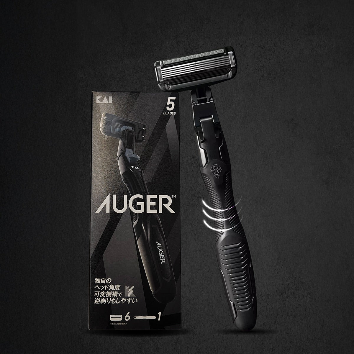 KAI Auger 5-Blade Razor Pack (1 Razor + 6 Cartridges)