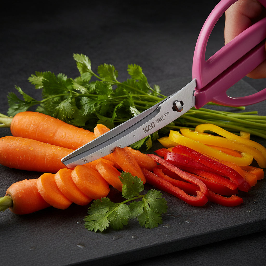 Kai House Kitchen Scissors With Curved Case (PINK )
