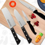 Kai Premium Knife Set [Nakiri, Santoku, Utility & Serrated Knife With Knife Sharpener]