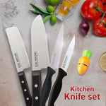 Kai Premium Knife Set [Nakiri, Santoku, Utility & Serrated Knife With Knife Sharpener]