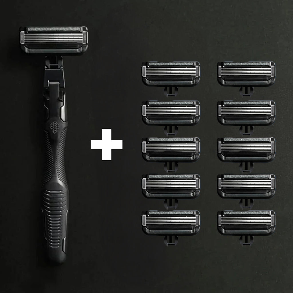 KAI Auger 5-Blade Razor Pack (1 Razor + 10 Cartridges) – KAI INDIA ONLINE