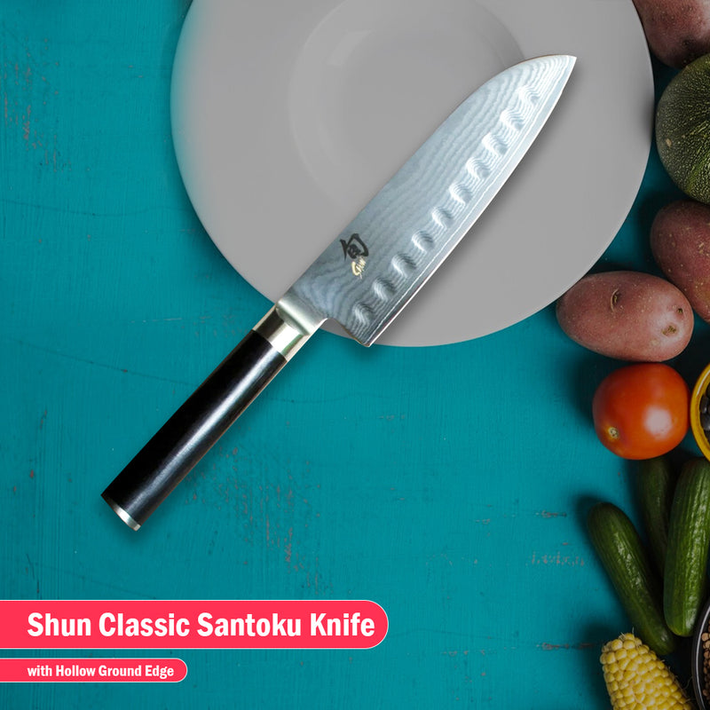 KAI Shun Classic Santoku Knife 7" with Hollow Ground Edge [DM0718]