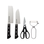 KAI Premium Kitchen Nakiri Knife, Santoku Knife, Scissors, Peeler (Set of-4)