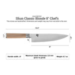 Kai Shun Classic Blonde Chef Knife 8" [DM0706W]