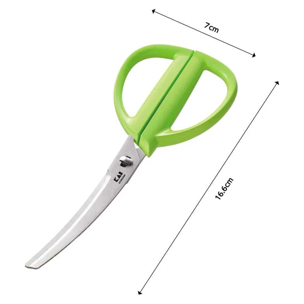 Kai House Kitchen Scissors With Curved Case And Green
