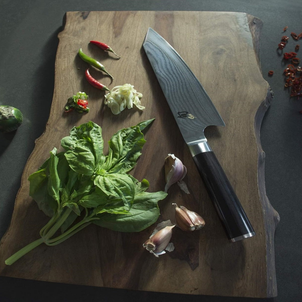 KAI Shun Classic Kiritsuke 8" Chef Knife D-shaped with Pakkawood Handles [Model DM0771]