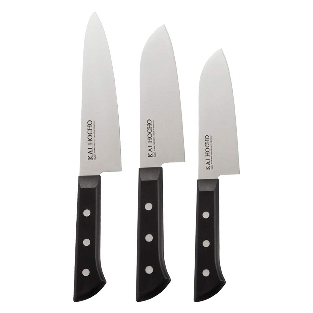 KAI Premium Knife Set - [Chef Knife 18.7cm, Santoku Knife 17.2cm and Santoku Small Knife 14.2cm]