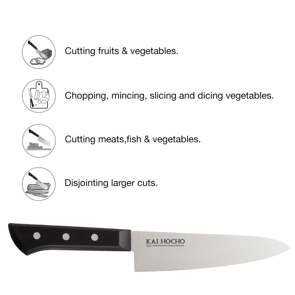 Kai Stainless Steel Premium Knife Set - Chef Hocho Knife 18.7 cm Blade, Santoku Big Knife 17.2 cm Blade and Santoku Small Knife 14.2 cm Blade