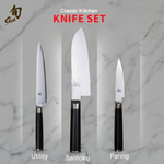 Kai Shun Classic Kitchen Knife Set (Santoku 6.5'', Utility 6'' and Paring Knife 3.5'')