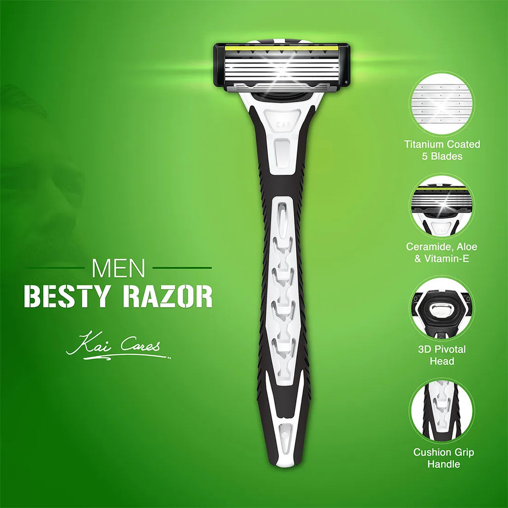 Sharpest Razor In India Kai Besty 5 Blade Shaving Razor For Men With 2 Cartridge – KAI INDIA ONLINE